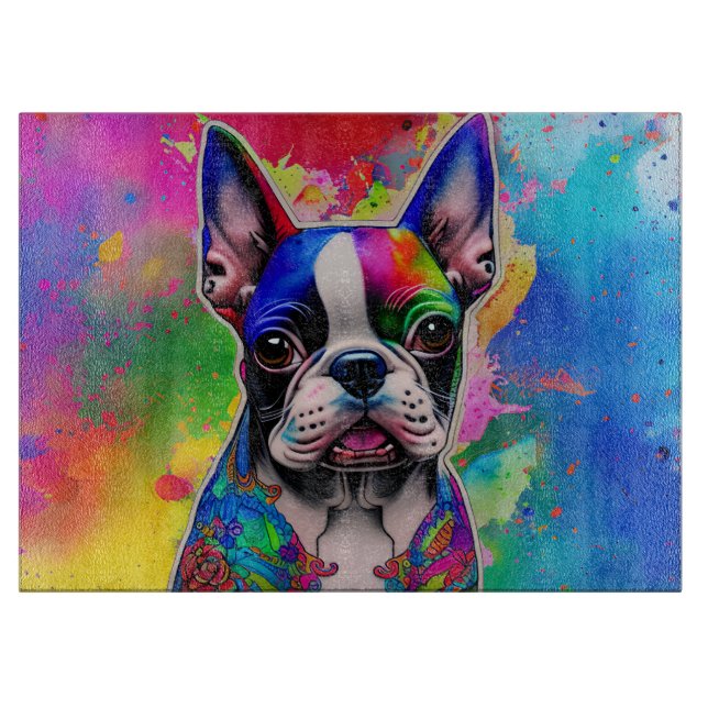 Colorful Boston Terrier Paint Stänk (Framsidan)