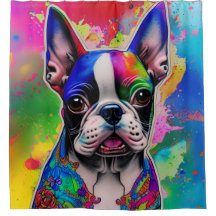 Colorful Boston Terrier Paint Stänk