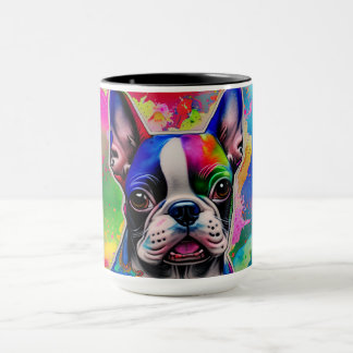 Colorful Boston Terrier Paint Stänk Mugg