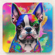 Colorful Boston Terrier Paint Stänk