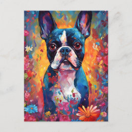 Colorful Boston Terrier Vykort