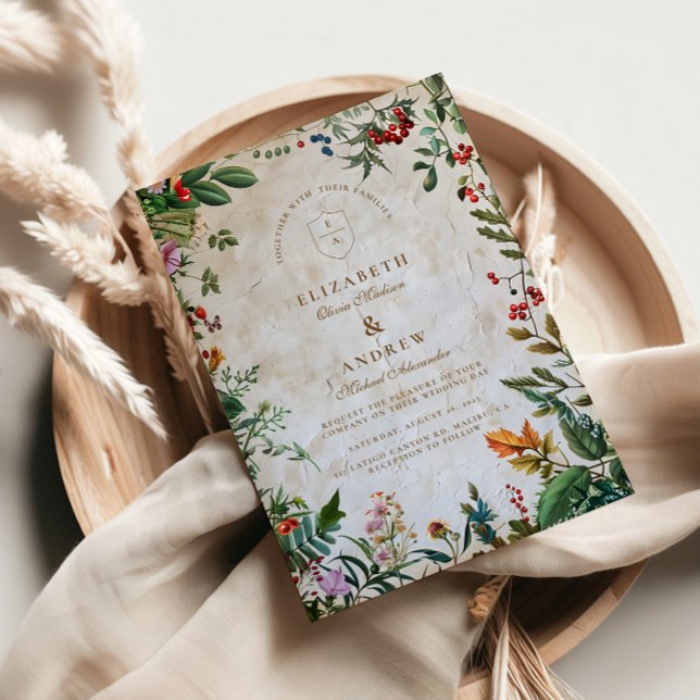 Colorful Botanical Berry Bröllop Inbjudningar (Skapare uppladdad)