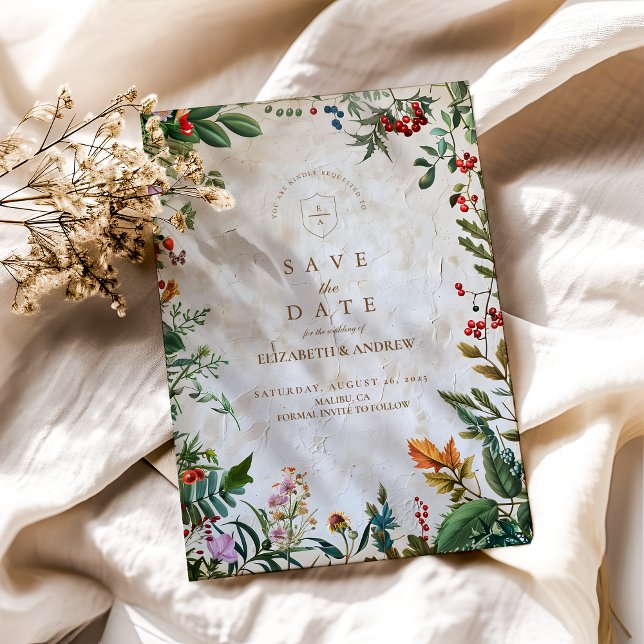 Colorful Botanical Berry Bröllop Spara Datumet (Skapare uppladdad)