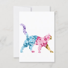 Colorful Botanical Cat Inbjudningar