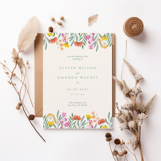 Colorful Botanical Frame Wedding Invitation Inbjudningar (Skapare uppladdad)