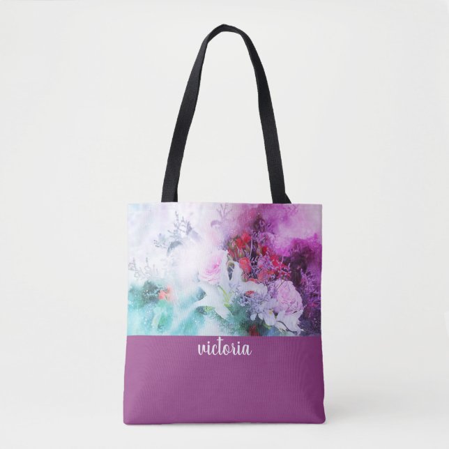 Colorful Botanical Garden Monogram Tygkasse (Framsida)