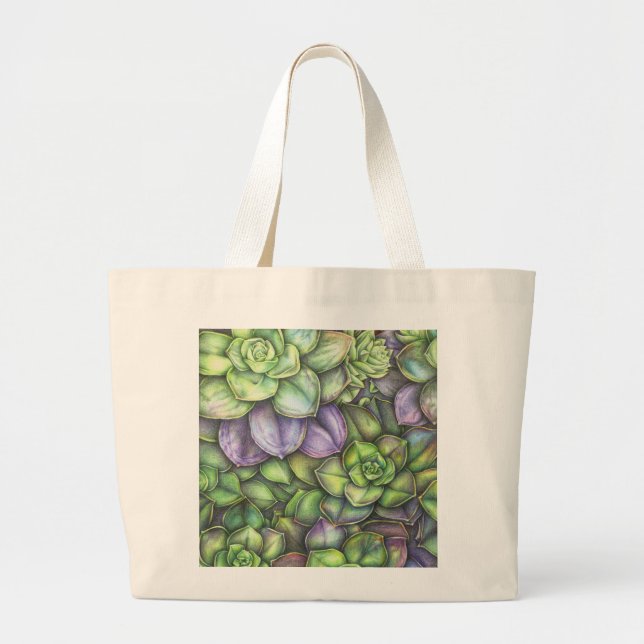 Colorful Botanical Illustration Tote Bag Jumbo Tygkasse (Framsidan)