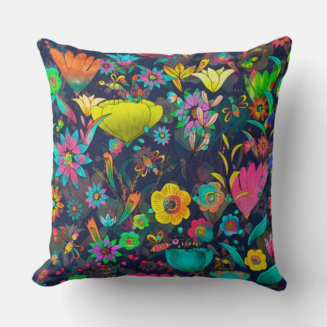 Colorful botanical pattern kudde (Framsida)