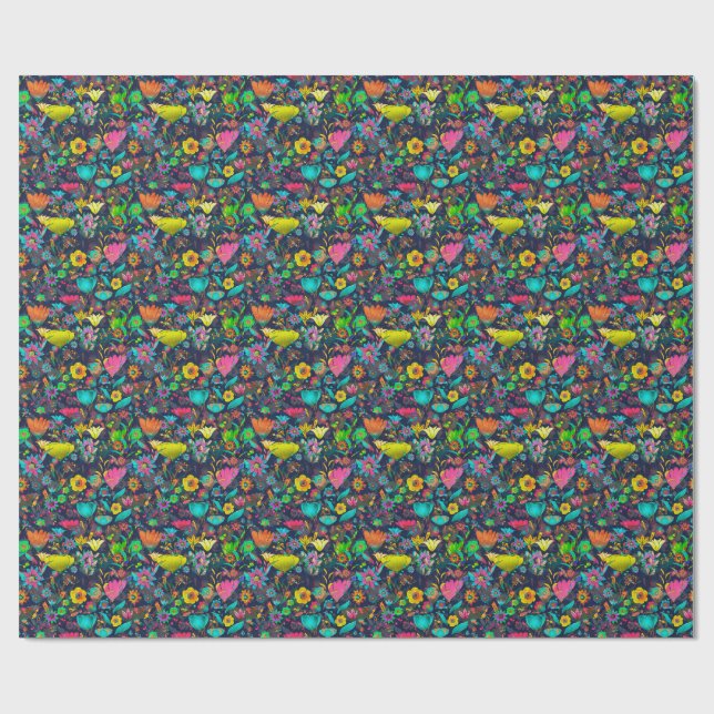 Colorful botanical pattern presentpapper (Platt)