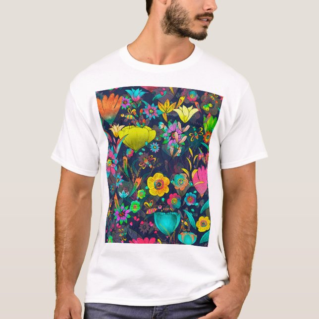 Colorful botanical pattern t shirt (Framsida)