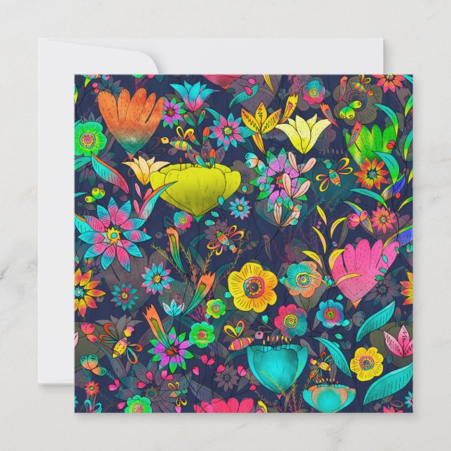 Colorful botanical pattern tack kort (Framsida)
