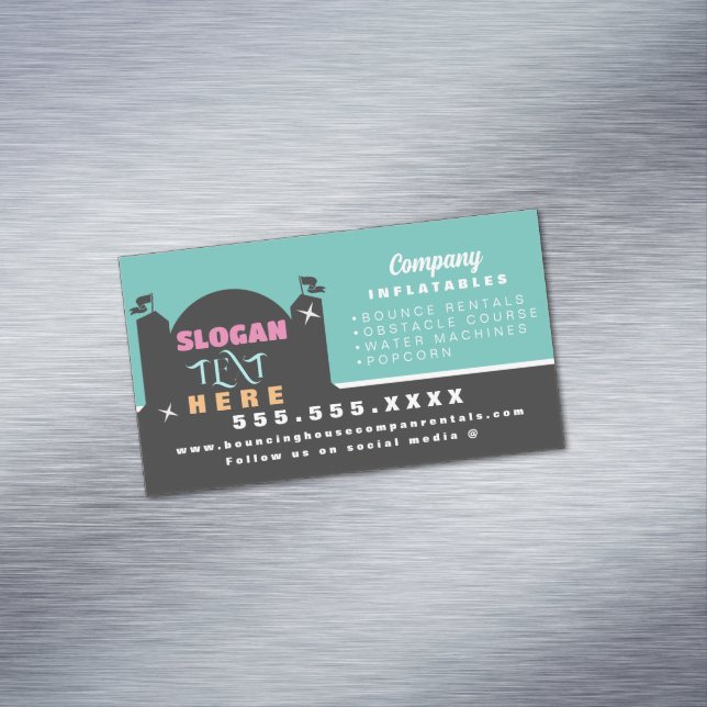 Colorful Bouncy House Party Carnival Rises Magnetiska Visitkort (In Situ)