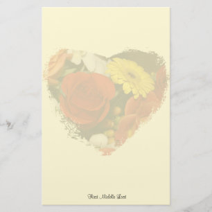 Colorful Bouquet Grunge Heart-bakgrund Brevpapper