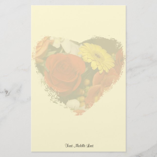 Colorful Bouquet Grunge Heart-bakgrund Brevpapper (Framsida)