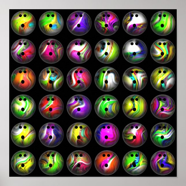 Colorful Bowling Balls Poster (Framsidan)