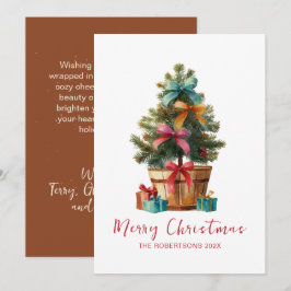 Colorful Bows Christmas Tree Rustic Julkort