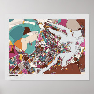 Colorful Brasilia Karta Poster