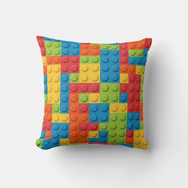 colorful bricks kids pattern kudde (Framsida)