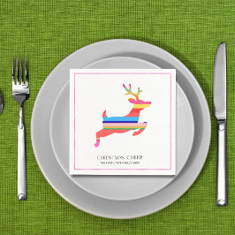 Colorful Bright Modern Christmas Reindeer Pappersservett