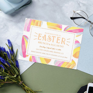 Colorful Bright Pastel Pink Easter Egg Hunt Inbjudningar