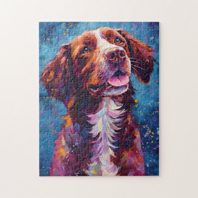 Colorful Brittany hund Pussel (Vertikal)