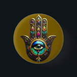 Colorful Brown Gold Hamsa Rainbow Color Third Eye Knapp<br><div class="desc">You are viewing The Lee Hiller Photography Art and Designs Collection of Home and Office Decor,  Apparel,  Gifts and Collectibles. The Designs include Lee Hiller Photography and Mixed Media Digital Art Collection http://LeeHiller.com</div>