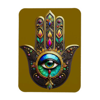 Colorful Brown Gold Hamsa Rainbow Color Third Eye Magnet