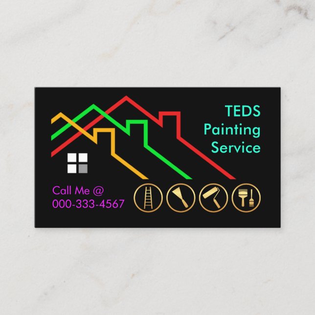 Colorful Building Rooftop Paints Painting Visitkort (Framsida)