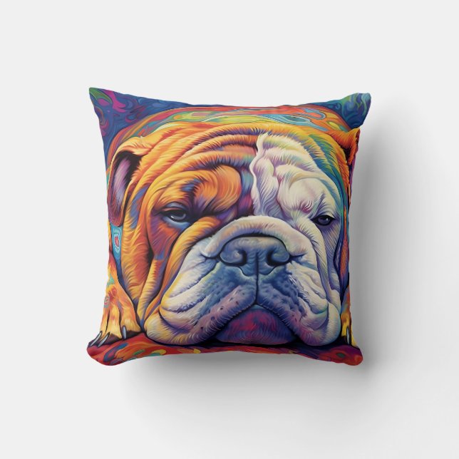 Colorful Bulldog sover Kudde (Framsida)