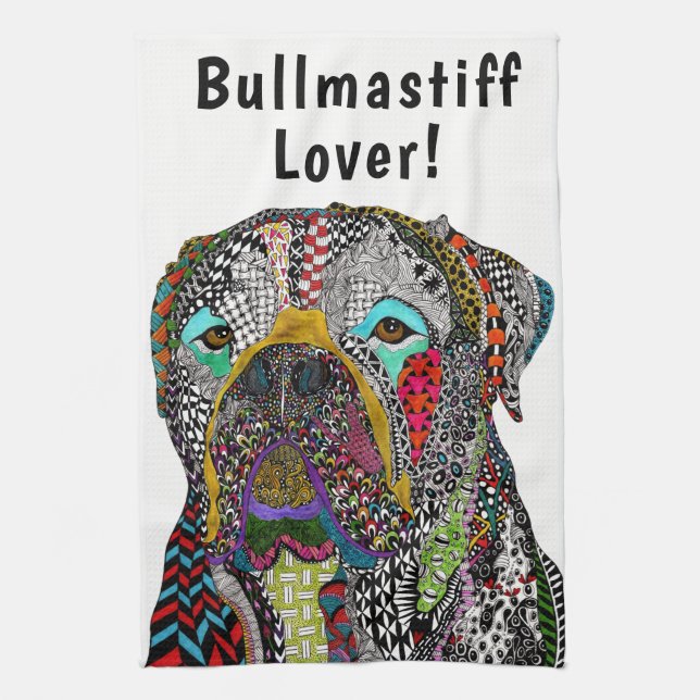 Colorful Bullmastiff Lover Kitchen Towel Kökshandduk (Vertikal)