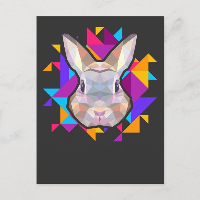 Colorful Bunny Art Cute Rabbit Älskare Art Vykort (Framsida)