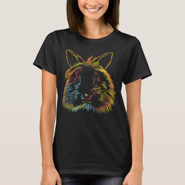 Colorful Bunny Lionhead Rabbit T Shirt (Framsida)
