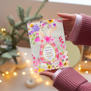 Colorful Bunny Rabbit Påskägg Hunt Brunch Inbjudningar