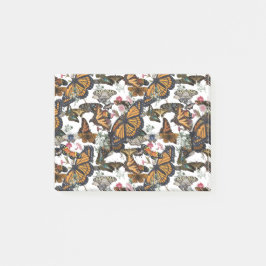 colorful butterflies with glitter vintage style post-it block