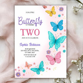 Colorful butterfly-themed birthday invitation inbjudningar
