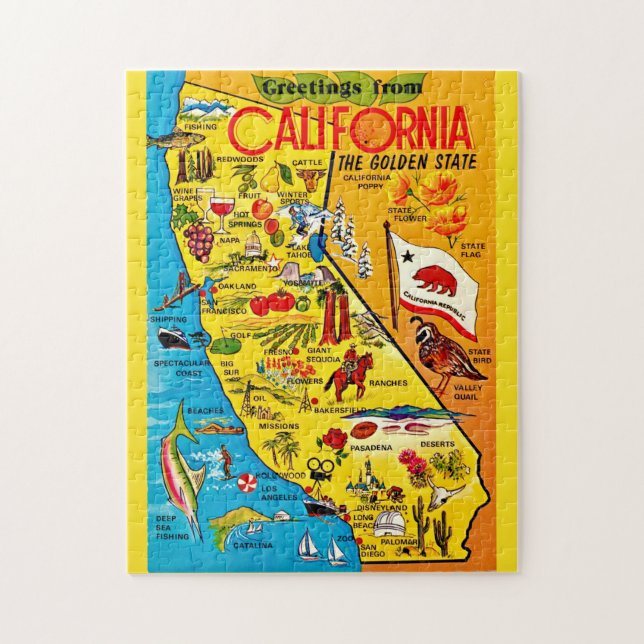 Colorful California State Pussel (Vertikal)