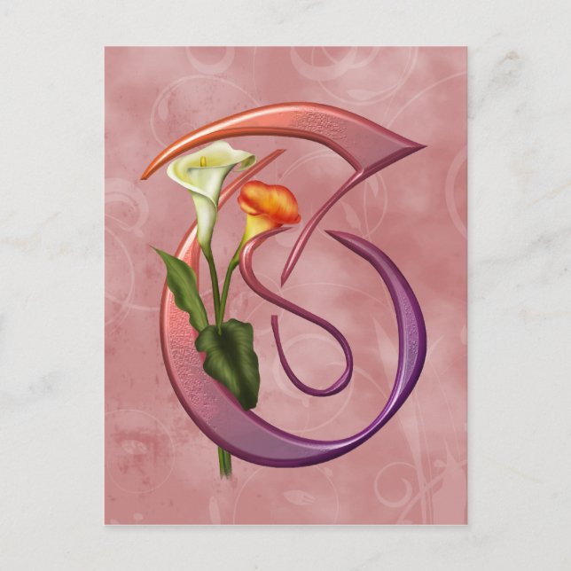 Colorful Calla Initial T Vykort (Framsida)
