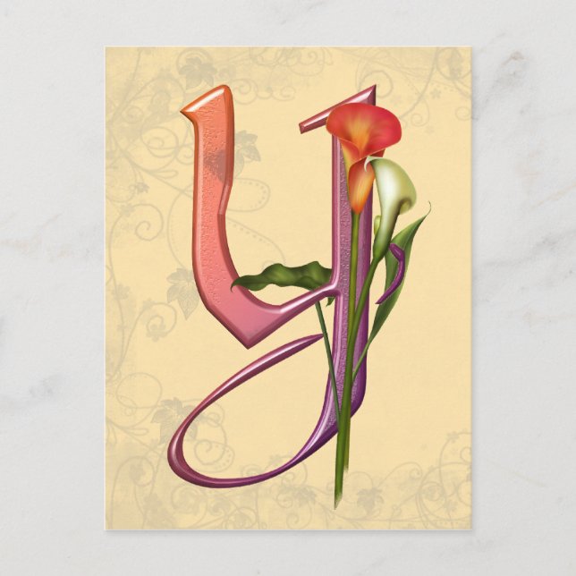 Colorful Calla Initial Y Vykort (Framsida)
