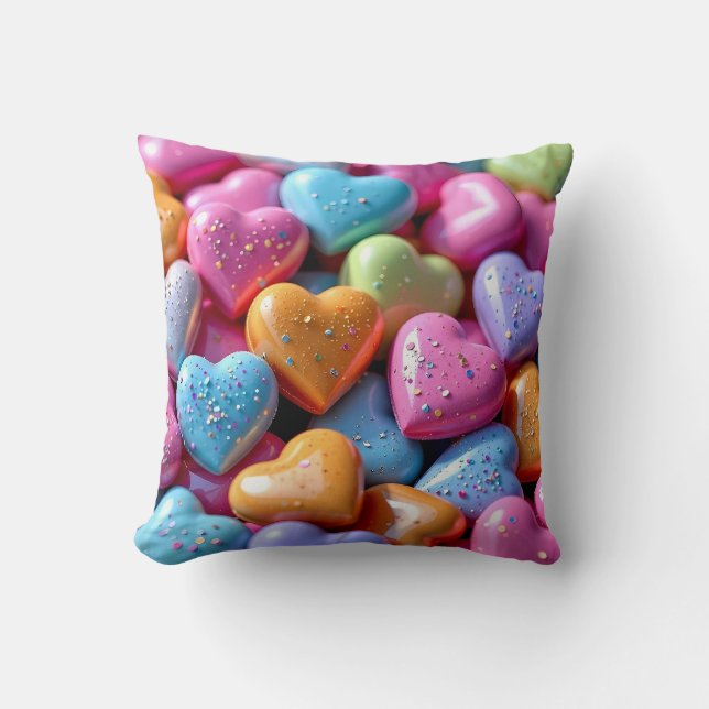 Colorful Candy Love Hearts Kudde (Framsida)