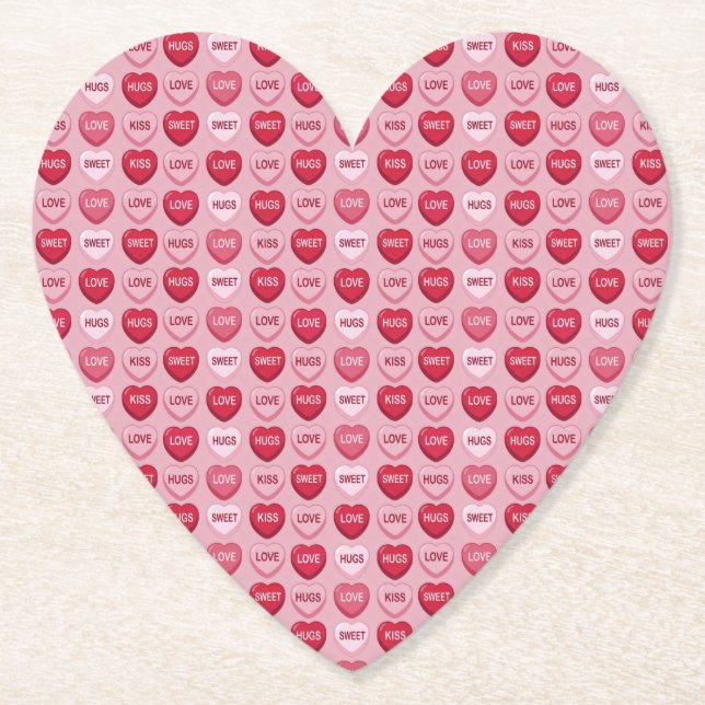 colorful candy Valentine's day heart pattern Underlägg Papper (Framsida)