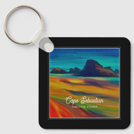 Colorful Cape Sebastian Oregon Kusten Art Nyckelring