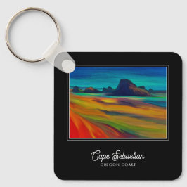 Colorful Cape Sebastian Oregon Kusten Art Nyckelring