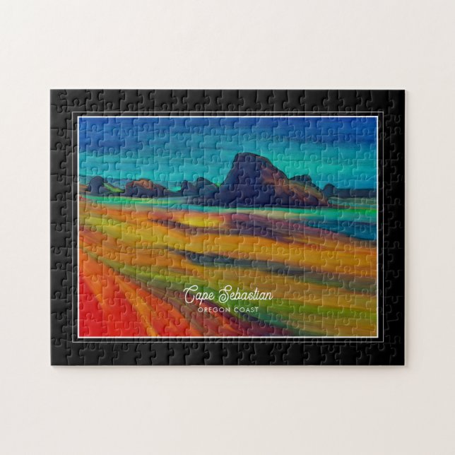 Colorful Cape Sebastian Oregon Kusten Art Pussel (Horisontell)