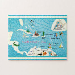 Colorful Caribbean Map  Pussel