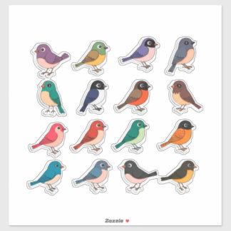 Colorful Cartoon Bird Sticker Set Klistermärken