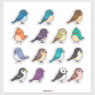 Colorful Cartoon Bird Sticker Set Klistermärken