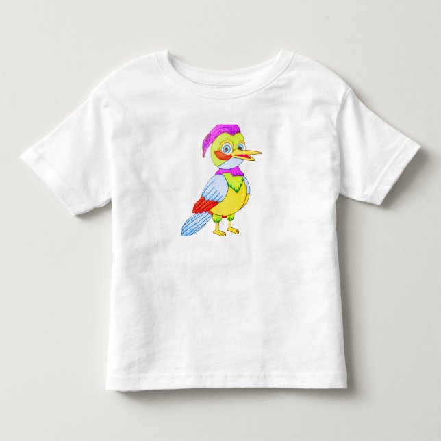 Colorful Cartoon Bird T Shirt (Framsida)