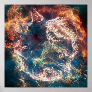 Colorful Cassiopeia A Supernova JWST Poster