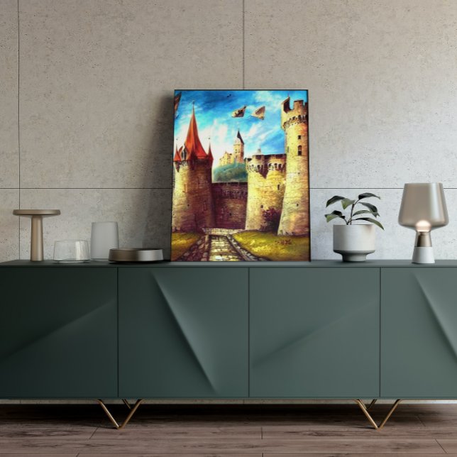 Colorful Castle Courtyard med Village Poster (Skapare uppladdad)