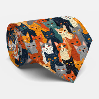 Colorful Cat Crowd Modern Art Pattern Slips